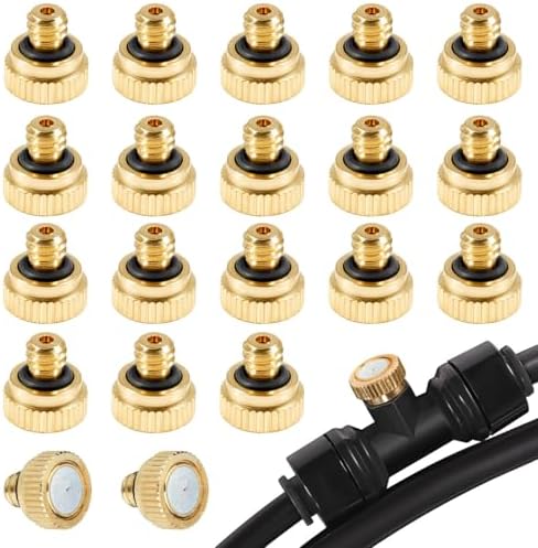 Brass Misting Nozzles for Garden Cooling System 0.012" (0.3 mm) 10/24 UNC (20 PCS) by KUWAN