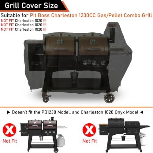 ZJYWSCH Cover for Pit Boss Charleston Gas/Pellet Combo Grill PB1230CC 600D Heavy Duty Weather Resistant PitBoss Charleston Combo Grill Cover Waterproof - Image 2