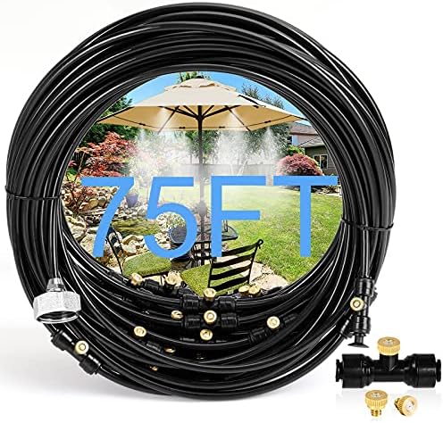 Bonviee 75FT Misters for Outside Patio, 23 Brass Nozzles, 3/4 Inch Adapter by BonvieeDirect
