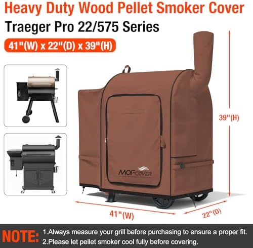 Foldable Grill Cover for Traeger Pro 22/575 Series, Waterproof 600D Heavy Duty Wood Pellet Smoker Cover, Fade＆Tear Resistant Pellet Grill Cover for Pro 20 Lil’ Tex Elite 22 Caramel - Image 5