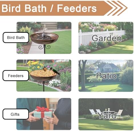 Small Metal Bird Bath for Outdoors, 10" Dia Bowl with Stake Birdbaths Garden Yard Lawn Decor 0.4 Gallon (Pack of 2) - Image 6