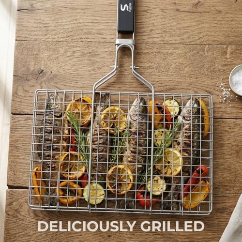 BBQ Grill Basket for Outdoor Cooking, Detachable Handle for Veggies & Meat - Image 6