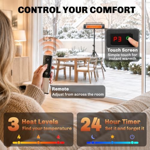 Outsunny Electric Patio Heater 1500 W Free Standing IP65 Waterproof Black - Image 5