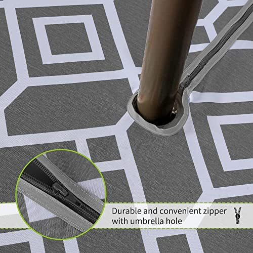 LUSHVIDA Moroccan Outdoor Tablecloth with Umbrella Hole, 60x84 Inch Grey - Image 5