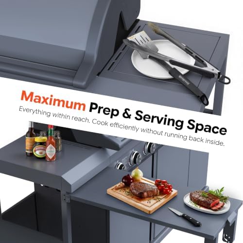 Brand-Man 6-Burner Gas Outdoor Kitchen Grill Island with Side Burner - Image 6