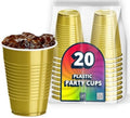 DecorRack 20 Party Cups 12 oz Disposable Plastic Cups for Birthday Party Bachelorette Camping Indoor Outdoor Events Beverage Drinking Cups (Gold, 20) by DecorRack