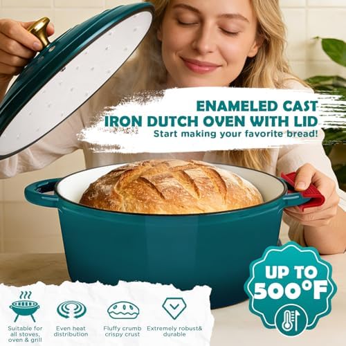 Enameled Cast Iron Dutch Oven Pot with Lid, 5QT Dutch Oven for Bread Baking - Image 5