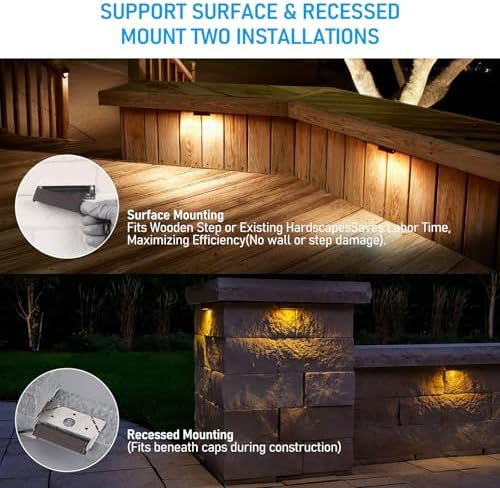 LEONLITE 8-Pack 4 Inch LED Hardscape Lighting, 1W/2W/3W, 2700K Soft White - Image 3