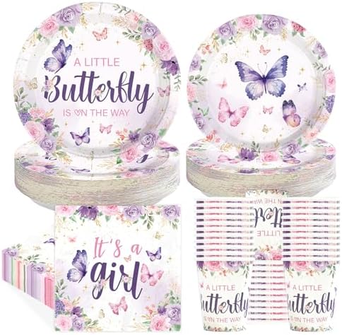 250 Pcs Butterfly Baby Shower Decorations, Serves 50 by Greencian