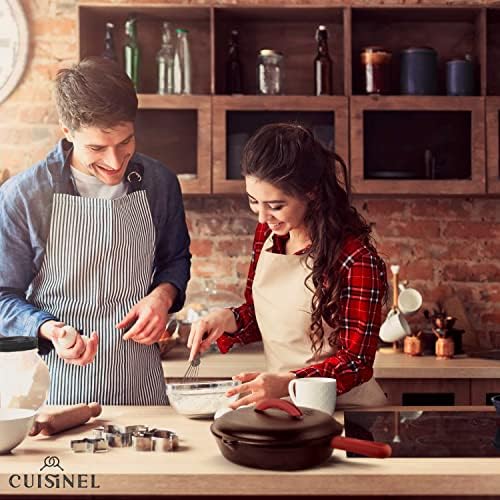 Cast Iron Skillet Set with Lids - 10"+12"-inch Pre-Seasoned Covered Frying Pan Set + Silicone Handle and Lid Holders + Scraper/Cleaner - Use Indoor/Outdoor, Oven, Stovetop, Fire, BBQ Kitchen Cookware - Image 6
