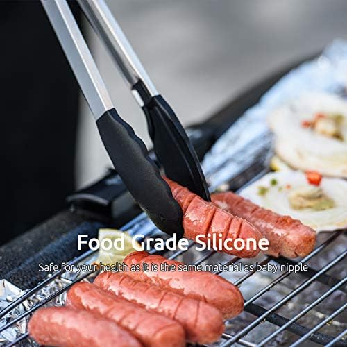 U-Taste Kitchen Tongs for Cooking, 600ºF Heat-Resistant Silicone, 3Pc/Black - Image 4