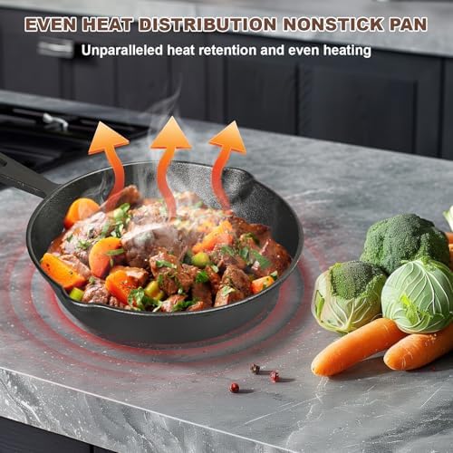 Pre-Seasoned Cast Iron skillets,4 Piece Durable Pots and Pans Set with Handle Covers for Grill, BBQ, Camping Fire, Stovetop, Kitchen and Camping Cookware - Image 2
