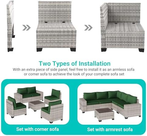 Outdoor Patio Furniture Set PE Wicker Rattan Outdoor Sectional Sofa - Image 5