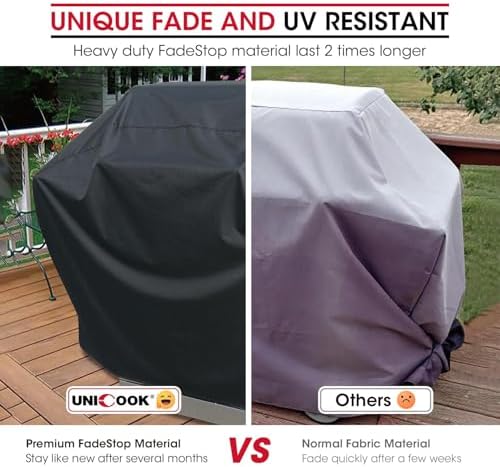 Unicook Heavy Duty Waterproof Grill Cover for Outdoor Grill 65 Inch, Black - Image 3