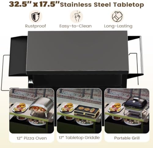 Giantex Outdoor Grill Cart with Stainless Steel Tabletop & Storage Cabinet - Image 7