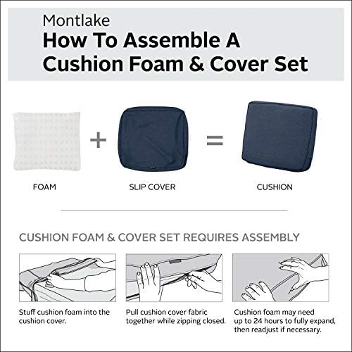 Classic Accessories Montlake Water-Resistant 19 x 20 x 4 Inch Patio Lounge Back Cushion, Heather Indigo Blue, Outdoor Loveseat Cushions - Image 3
