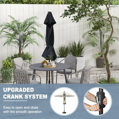 EliteShade USA 10-Year-Non-Fading 10ft Market Patio Umbrella, Commercial Grade Table Sun Umbrella with 80 Solar LED Lights, Crank Open, Windproof & UPF 50+ UV Protection for Garden, Deck, Pool, Backyard, No Tilt, Black - Image 4