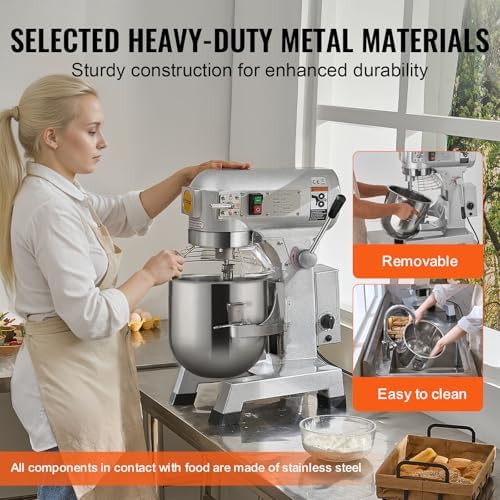VEVOR Commercial Food Mixer 30Qt, Commercial Mixer with 3 Adjustable Speeds, 1100W Dough Mixer,Commercial Stand Mixer with Stainless Steel Bowl - Image 5
