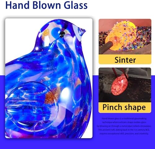 Decorative Solar Lights, Outdoor Solar Bird Stake Lights, Hand Blown Glass Decorative Garden Pathway Lights Outdoor Waterproof Glass Stakes (Dark Blue) - Image 7