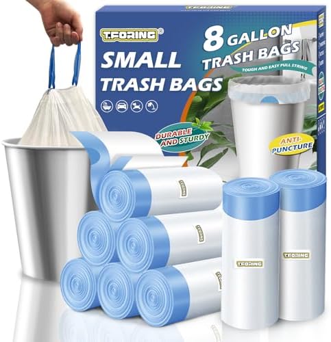 Medium 8 Gallon Trash Bags Drawstring,1.2 Mil,Unscented,240 Count by TFORING%C2%AE