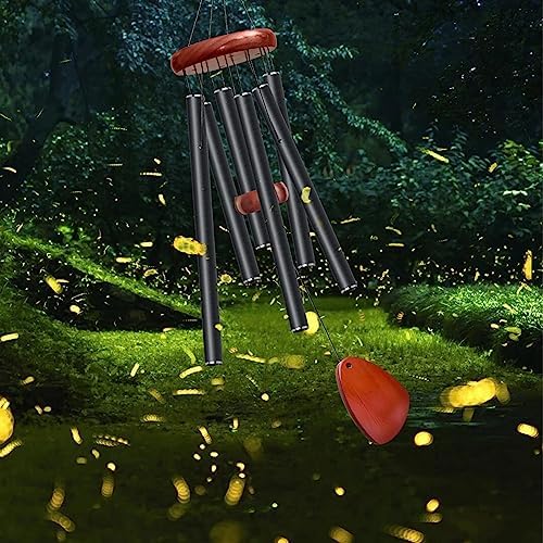 Bursvik 28" Aluminum Wind Chimes for Outside (Black), Patio Zen Decor Gift - Image 5
