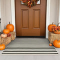 Fall Front Door Mat 24"x35", Cotton Washable Striped Outdoor Rug by Sungea