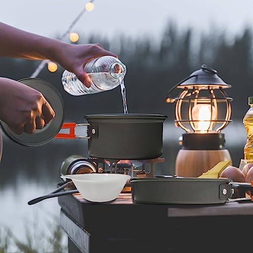 7Pcs Camping Pan Set - Backpack Cookware Pot and Pans Set, Survival Cooking Kit for Hiking, Picnic - Image 7