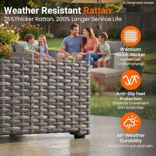 Wisteria Lane 4 Piece Outdoor Wicker Patio Furniture Set for All Weather - Image 6