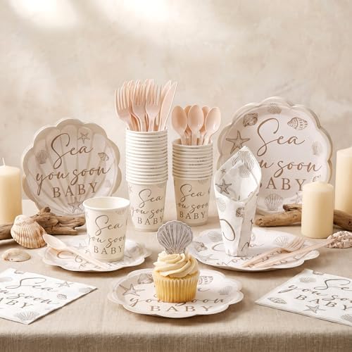 Zubebe 175 Pcs Sea You Soon Baby Shower Party Supplies Tableware Serves 25 - Image 2