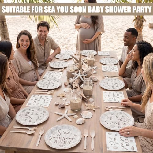 Zubebe 175 Pcs Sea You Soon Baby Shower Party Supplies Tableware Serves 25 - Image 5