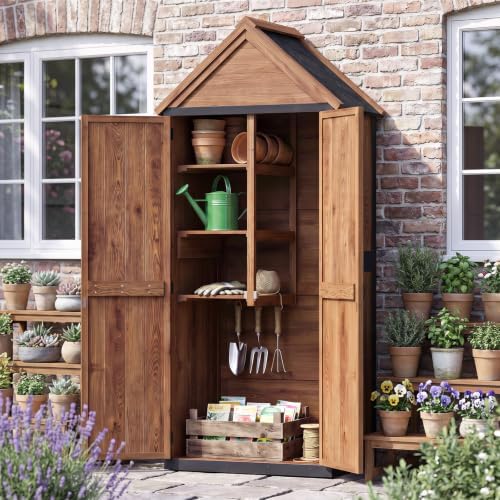 Aoxun Wood Outdoor Storage Cabinet with Floor 2.5'x1.4' by Aoxun