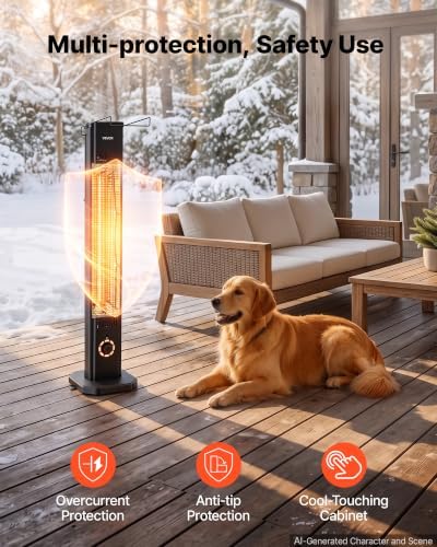 VEVOR Infrared Heater 1500W Electric Space Heater 8 Heat Settings Black - Image 7