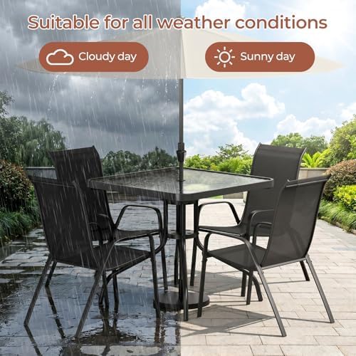 TLSUNNY 5 Pieces Patio Dining Set for 4, Glass Table and Textilene Chair - Image 6