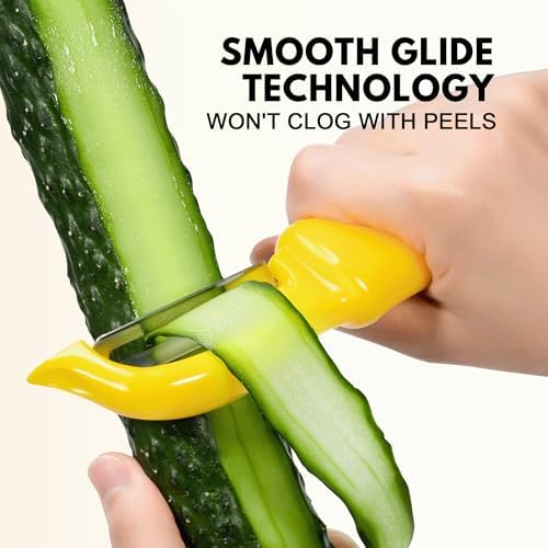 Rainspire Vegetable Peeler Potato Peelers for Kitchen, Sharp Stainless Steel Blades Veggie, Comfortable Handle Fruit Peeler, Carrot Peeler Apple Peeler Dishwasher Safe, Yellow, 2-Pack - Image 4