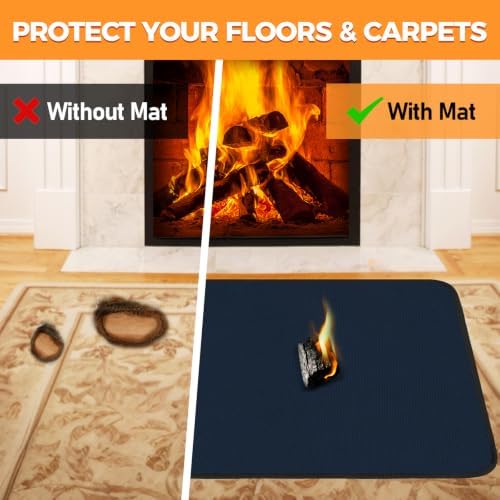 Fireproof Fireplace Rug for Home Protection, 4'11'' x 2'8'' x 0.04'', Blue - Image 5