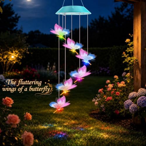 Toodour Solar Wind Chime, Color Changing LED Swaying Butterfly Wind Chimes - Image 7