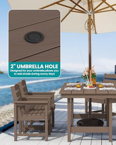 SERWALL Outdoor Dining Set, Patio Dining Set with Bench, Coffee - Image 2