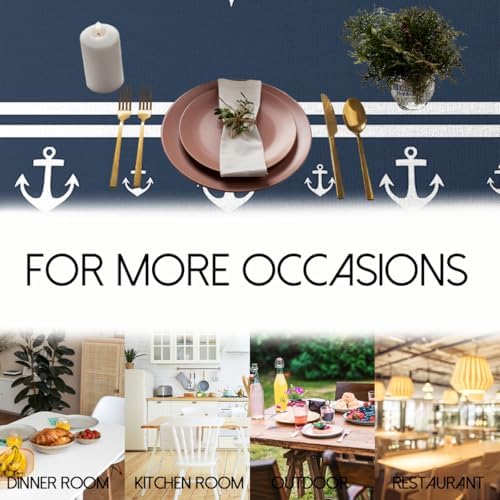 Nautical Tablecloth 54x54 Inch Square Anchor Sailing Ocean Dark Navy Blue Table Cloth Decorations Table Cover for Party Picnic Kitchen Dinner Decor Outdoor - Image 7