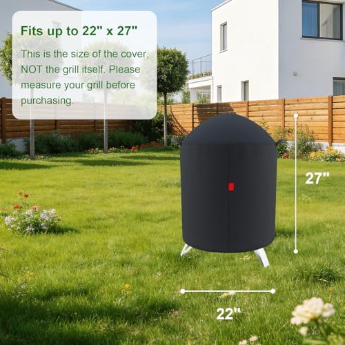 Outdoor Grill Cover Fits Cuisinart 16" Vertical Charcoal Smoker COS-116, Cover Geny Waterproof 600D Heavy Duty Round Smoker Grill Covers, 22" D x 27" H. - Image 2