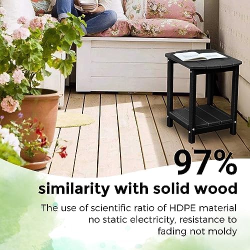 Adirondack Square Outdoor Side Table,2-Tier Storage Patio Side Table, HDPE End Tables for Backyard Pool Porch Garden Lawn - Image 4
