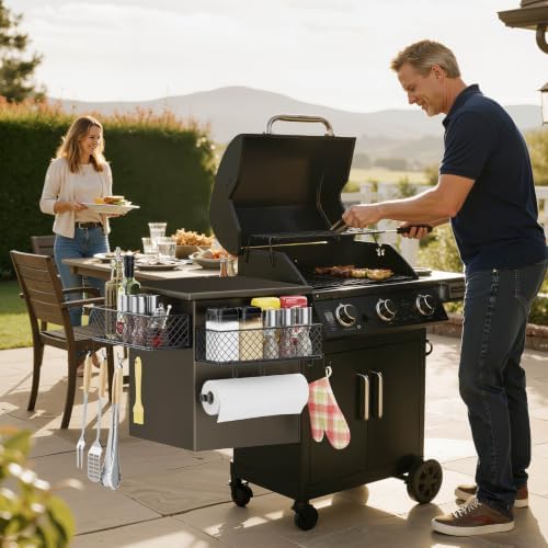 Ormeli 2 Pack Magnetic Storage Bin for Traeger Smoker Grill Caddy with Paper Towel Holder, Grill Basket for Some Models of Traeger/Pit Boss/Z Grill Smoker Accessories, Griddle Caddy for Outdoor - Image 6