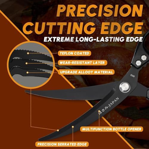 Huusk Kitchen Scissors for Food, Heavy Duty Kitchen Shears Set All Purpose - Image 3