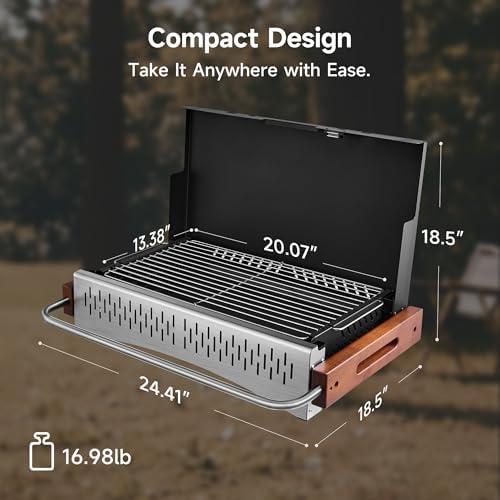 Portable BBQ Charcoal Grill, No Assembly Hibachi Grill for Camping - Image 3