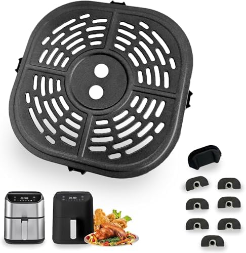 6QT Square Air Fryer Grill Plate for Bella Pro Series 6QT Digital Air Fryers, Upgraded Air Fryer Grill Pan Crisper Plate Tray Insert Grate Rack Grid for 6QT Bella Air Fryer, Dishwasher Safe by chengziyue
