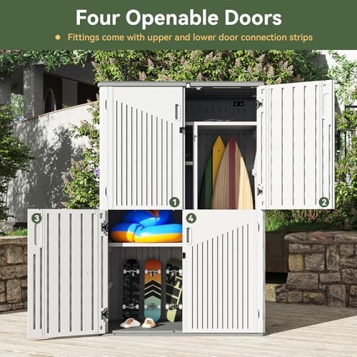 Aoxun Outdoor Storage Shed, 64 Cu.Ft Vertical Resin Sheds, White - Image 3