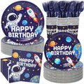 Space Themed Party Plates Set 120Pcs Astronaut Birthday Party Supplies by CENLBJ