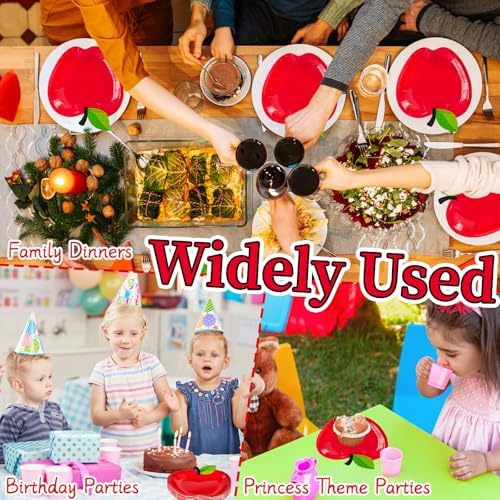 Woozettn 50 Pcs Red Apple Paper Plates Back to School Decorations,First Day of School Apple Shape Plates,Disposable Tableware Dinnerware for Preschool Graduation Party Supplies - Image 5