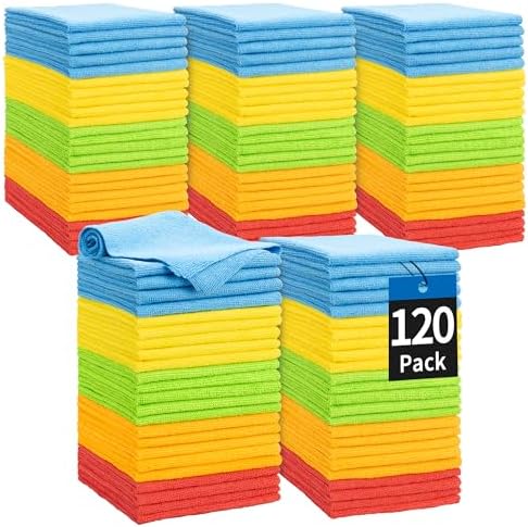 Bar Rags, 120 Pack Microfiber Cleaning Cloths, 11.5"*11.5" Cleaning Rags Towels Absorbent Lint-Free, All-Purpose for Office, Household Cleaning by HOMERHYME