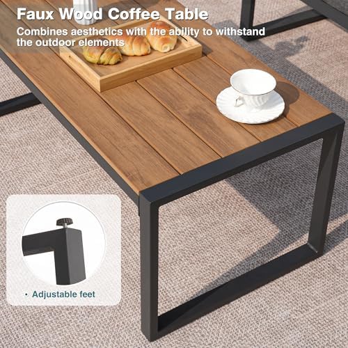 4 Pieces Patio Furniture Set for Outdoor Balcony, Light Grey - Image 5