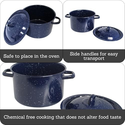 IMUSA 6 Qt Enamel Stock Pot for Canning, Blue - Image 2